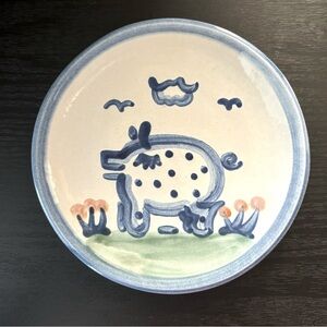 M.A. Hadley Artist Signed‎ 6” Blue Spotted Pig Ceramic Bread & Butter Plate